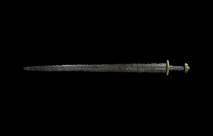 Anglo-Scandinavian Viking Sword with Jade Pommel and Elaborate Guards