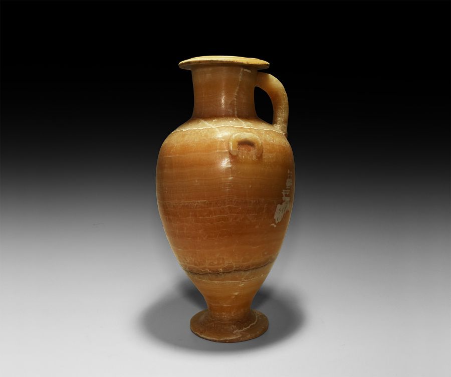 Large Hellenistic Banded Alabaster Hydria