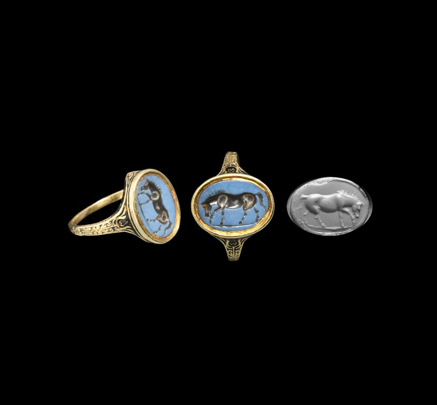 Stuart Period Gold Signet Ring with Roman Gemstone