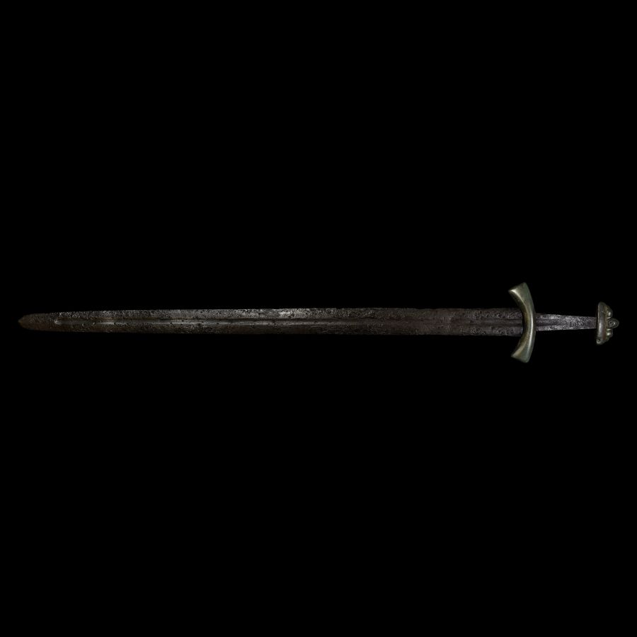Viking Sword with Curved Guard and Five-Lobed Pommel