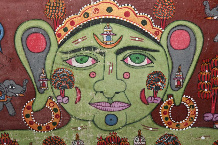 Very Large Jain Cosmic Man - Lokaturasha Painting on Cloth
