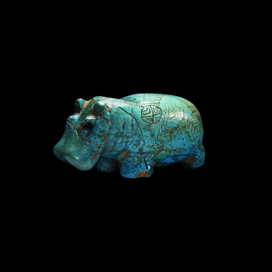 Egyptian Turquoise-Glazed Hippopotamus