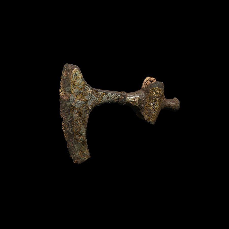 Viking Silver Inlaid Bearded Axehead