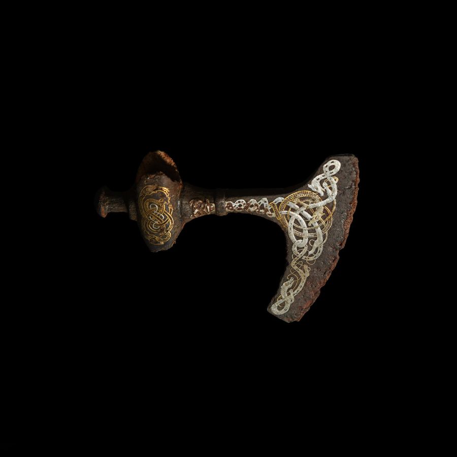 Viking Silver Inlaid Bearded Axehead