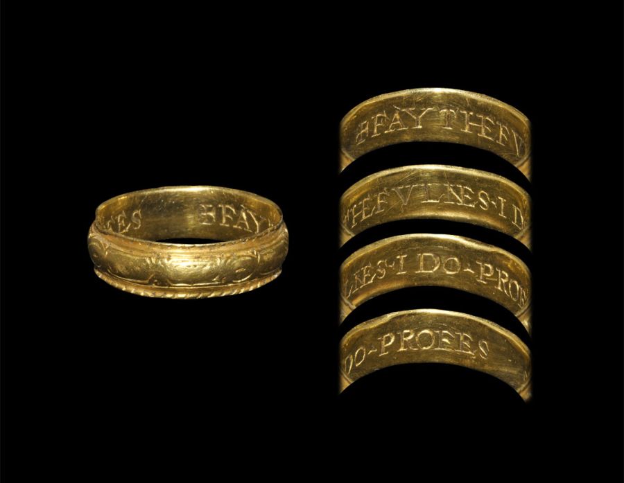 Post Medieval Gold Decorated 'Faythefulnes I Do Profes' Posy Ring