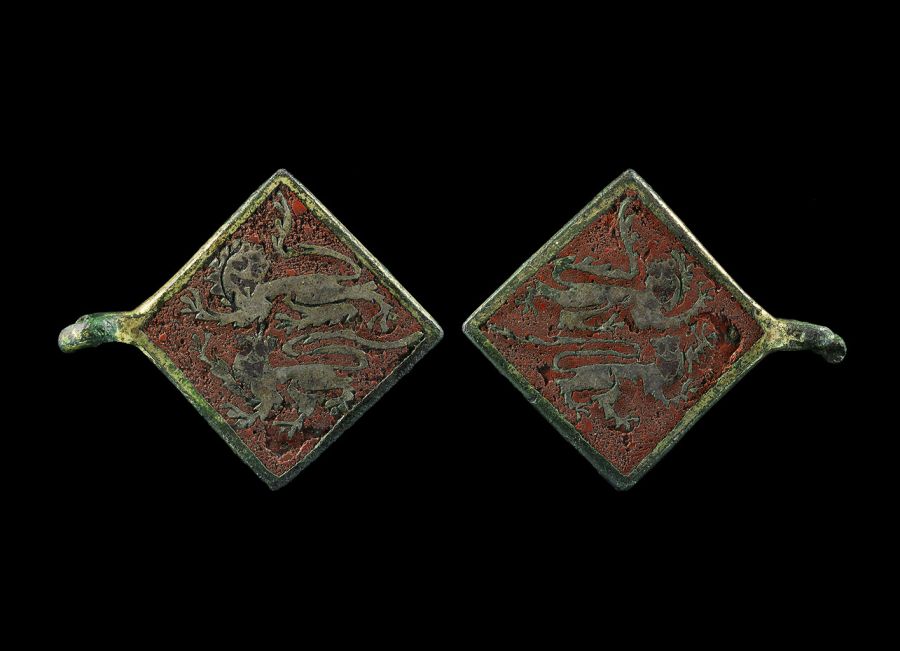 Medieval Gilt Bronze Enamelled 'John L'Estrange' Heraldic Banneret