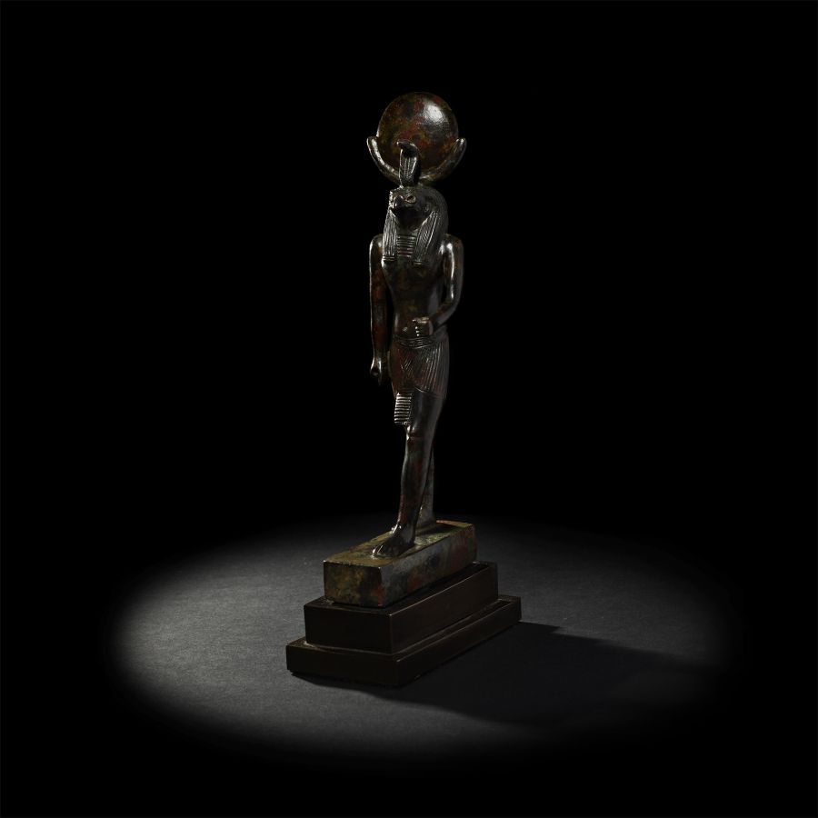 Large Egyptian Bronze Statue of Re-Horakhty