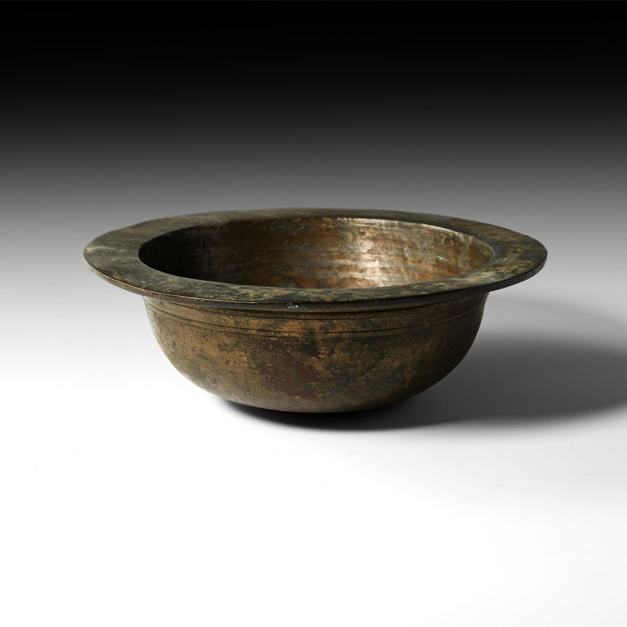 Western Asiatic Bronze Lamp Bowl with Flared Rim
