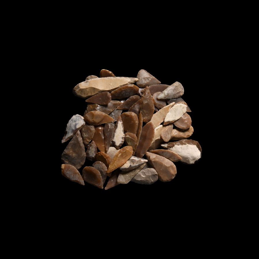 Stone Age Knapped Flint Arrowhead Collection