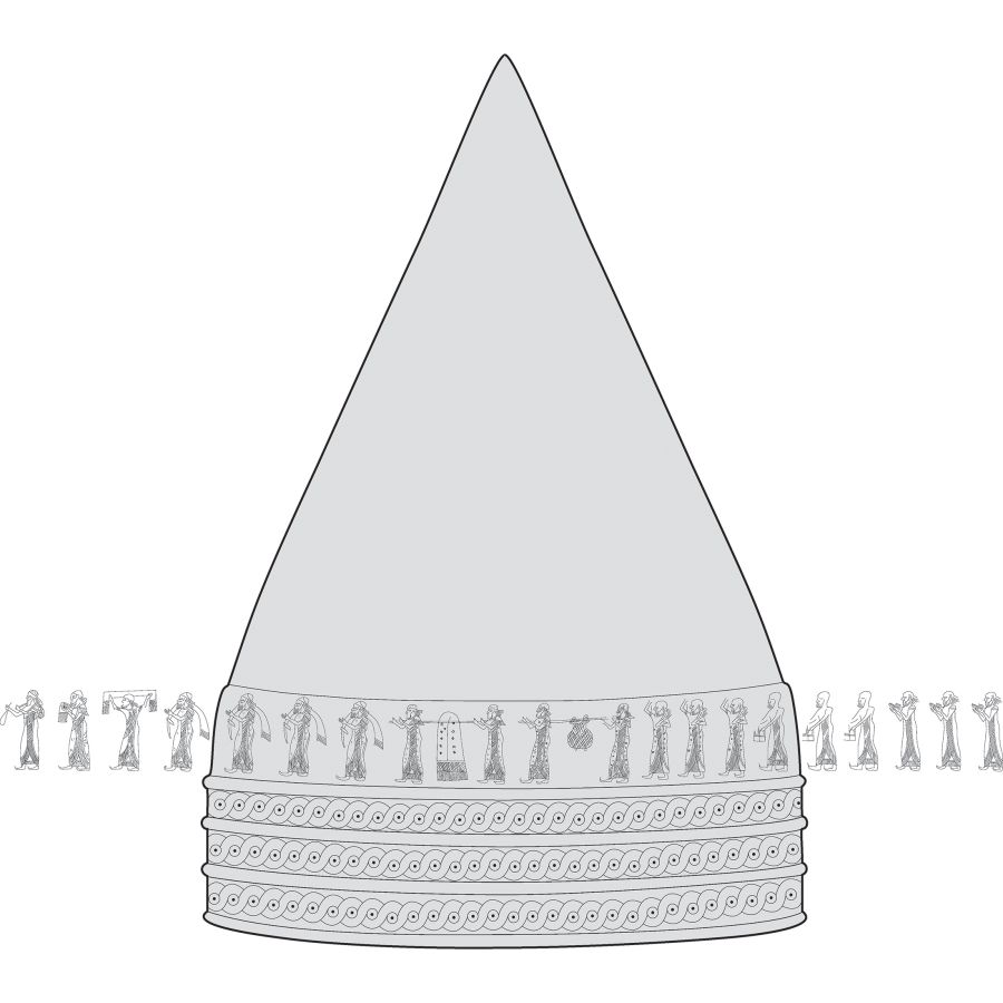 Urartian Helmet with Worshipping Scenes and Crowned Kings