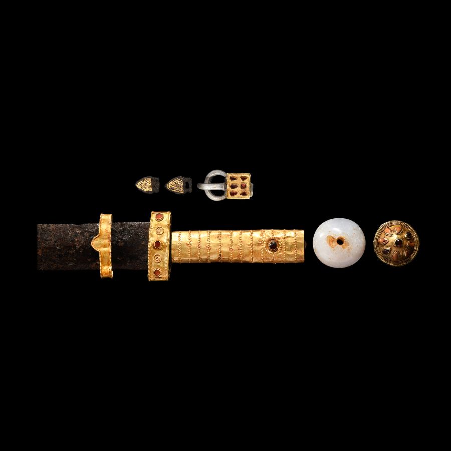 Migration Period Sword with Gold and Garnet Fittings