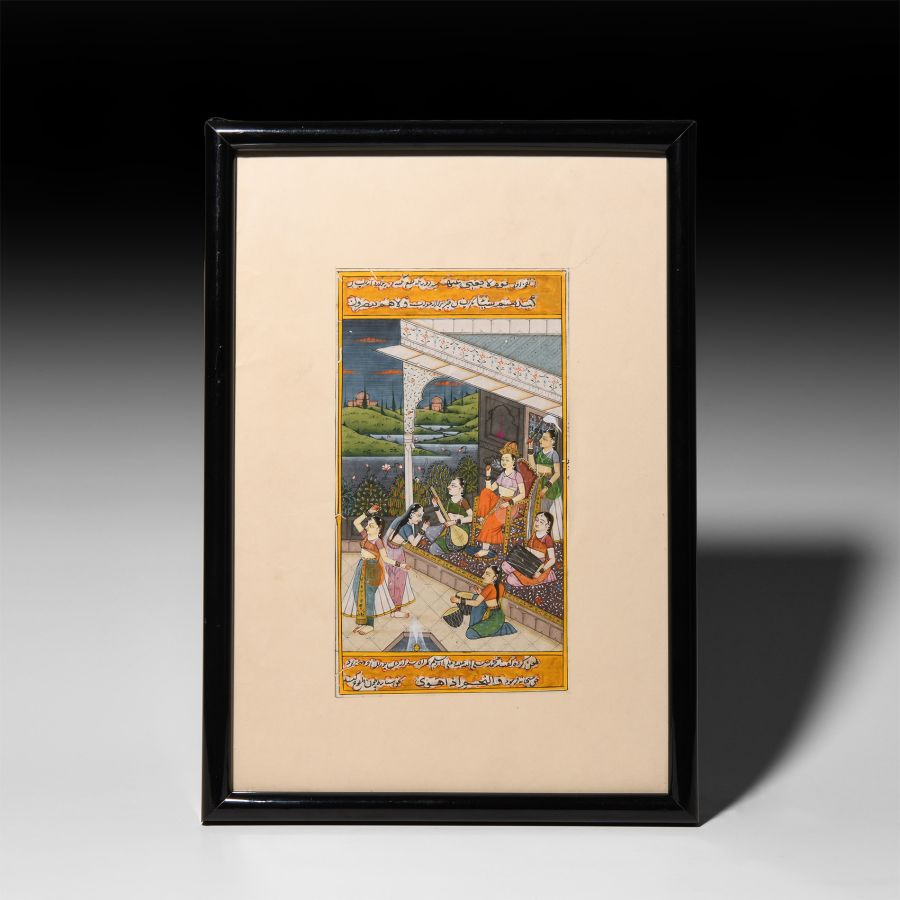 Framed Indian Watercolour Manuscript Leaf