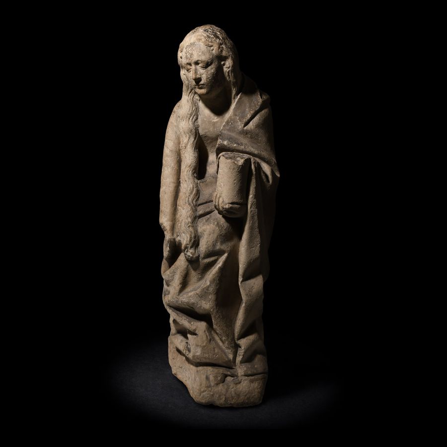 Large French Medieval Mary Magdalene Stone Carving