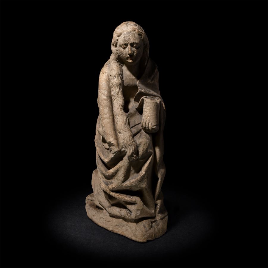 Large French Medieval Mary Magdalene Stone Carving