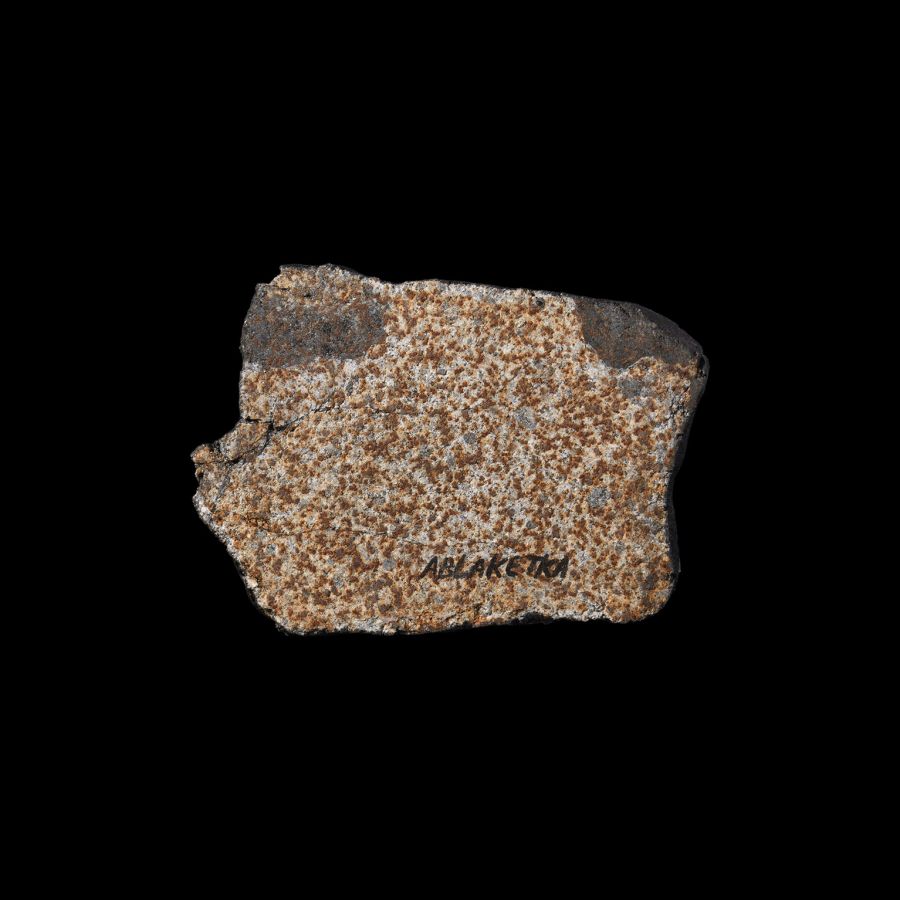 Natural History - Ablaketka Kazakhstan Meteorite Full Slice with Fusion Crust
