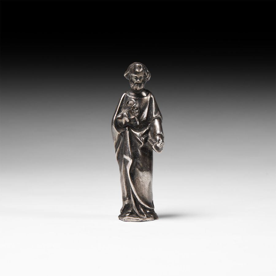 Post Medieval Silver Apostle Peter Statuette