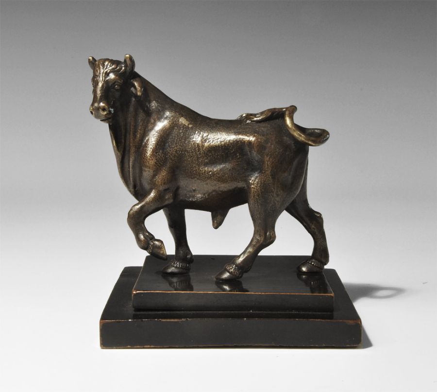 Post Medieval Bronze Striding Bull Figurine