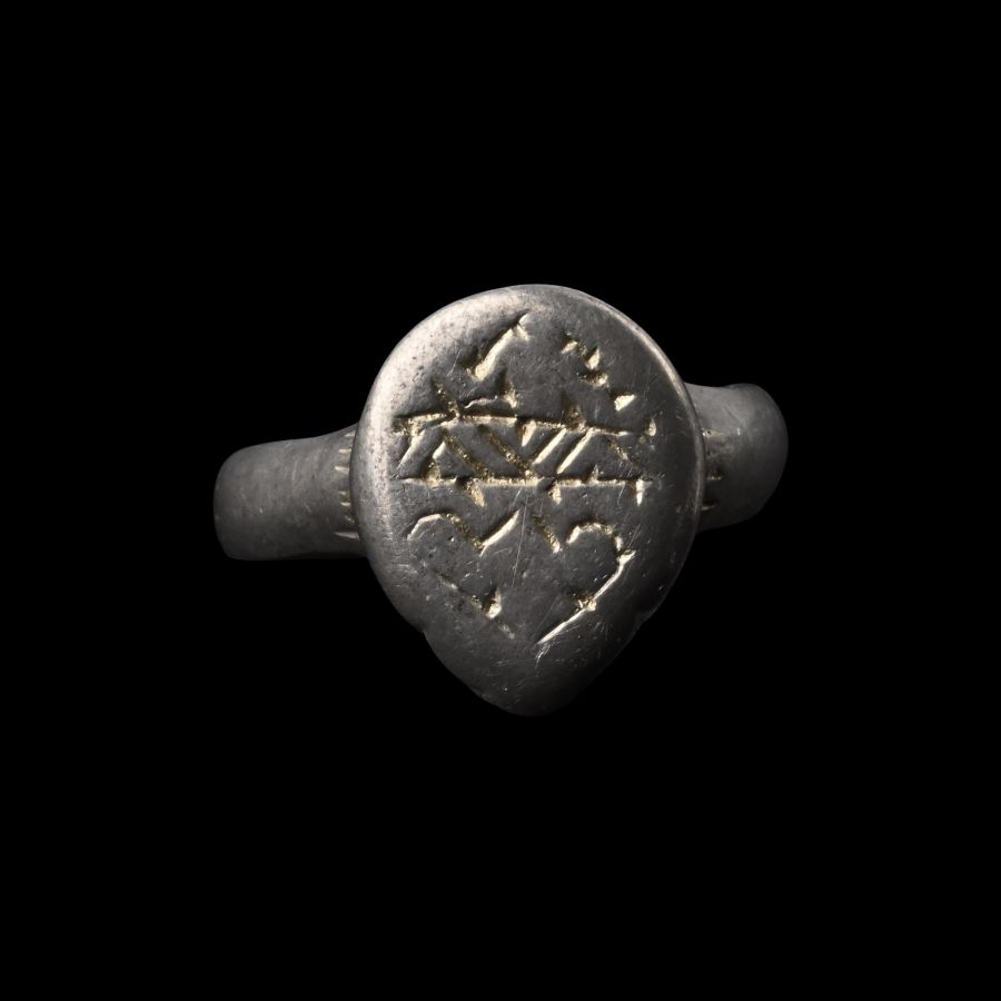 Medieval Silver Ring with Heraldic Bezel