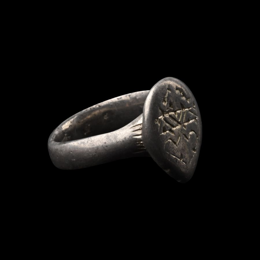 Medieval Silver Ring with Heraldic Bezel