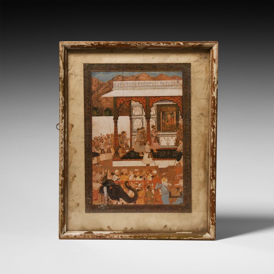 Indian Framed Print with Royal Offering Scene