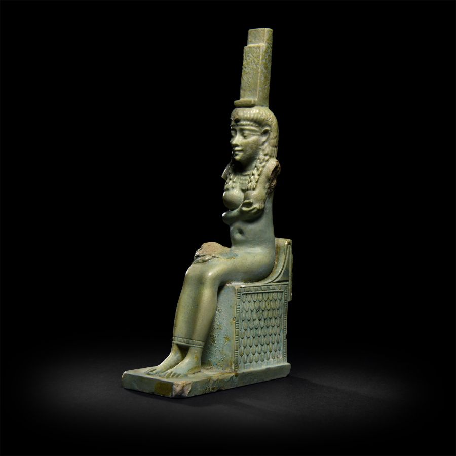 Very Large Egyptian Figure of Isis Seated on a Throne