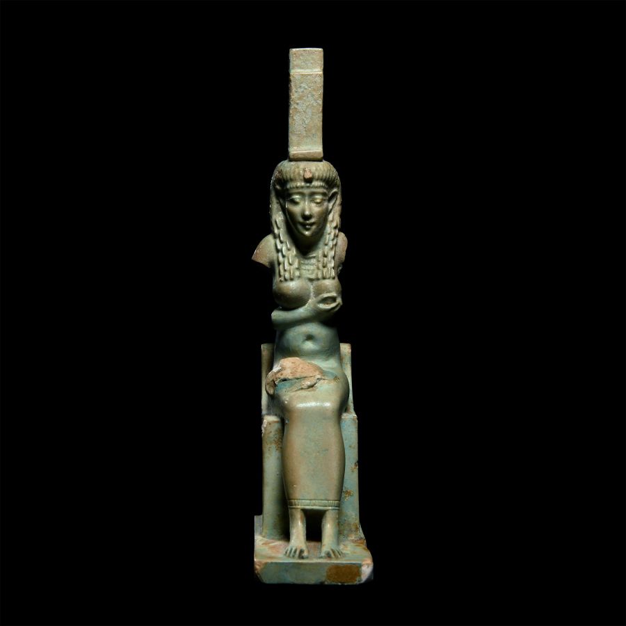 Very Large Egyptian Figure of Isis Seated on a Throne