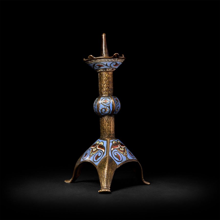 Enamelled Bronze Candlestick