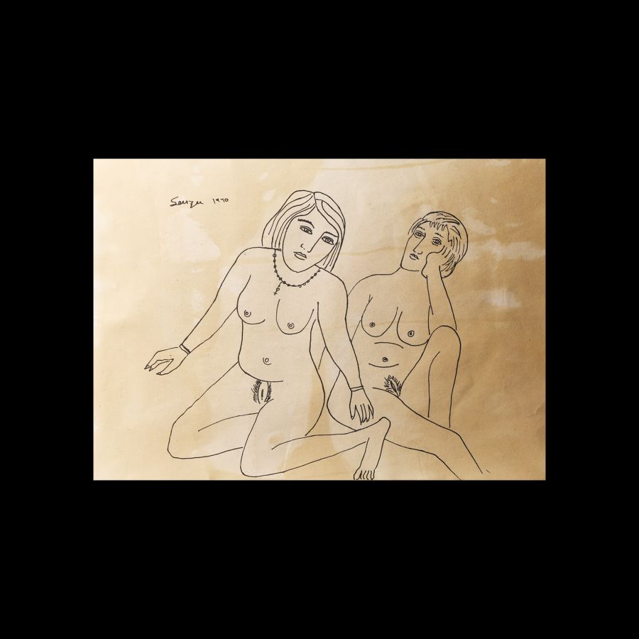 Indian Erotic Sketch Attributed to F.N. Souza