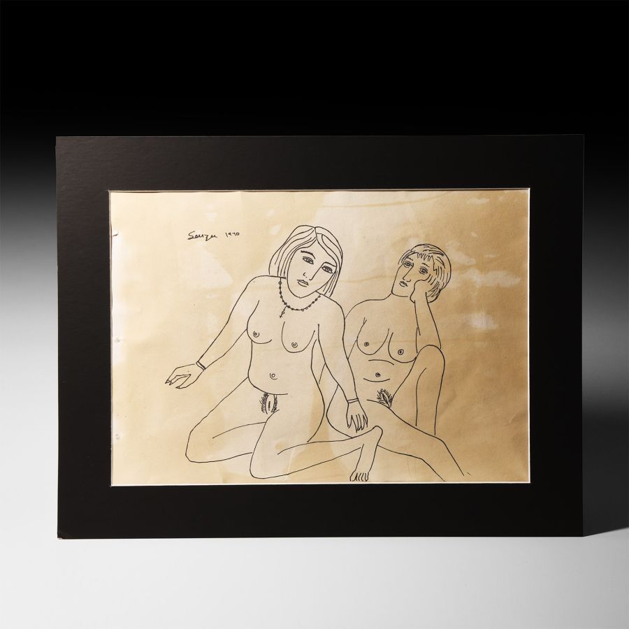Indian Erotic Sketch Attributed to F.N. Souza