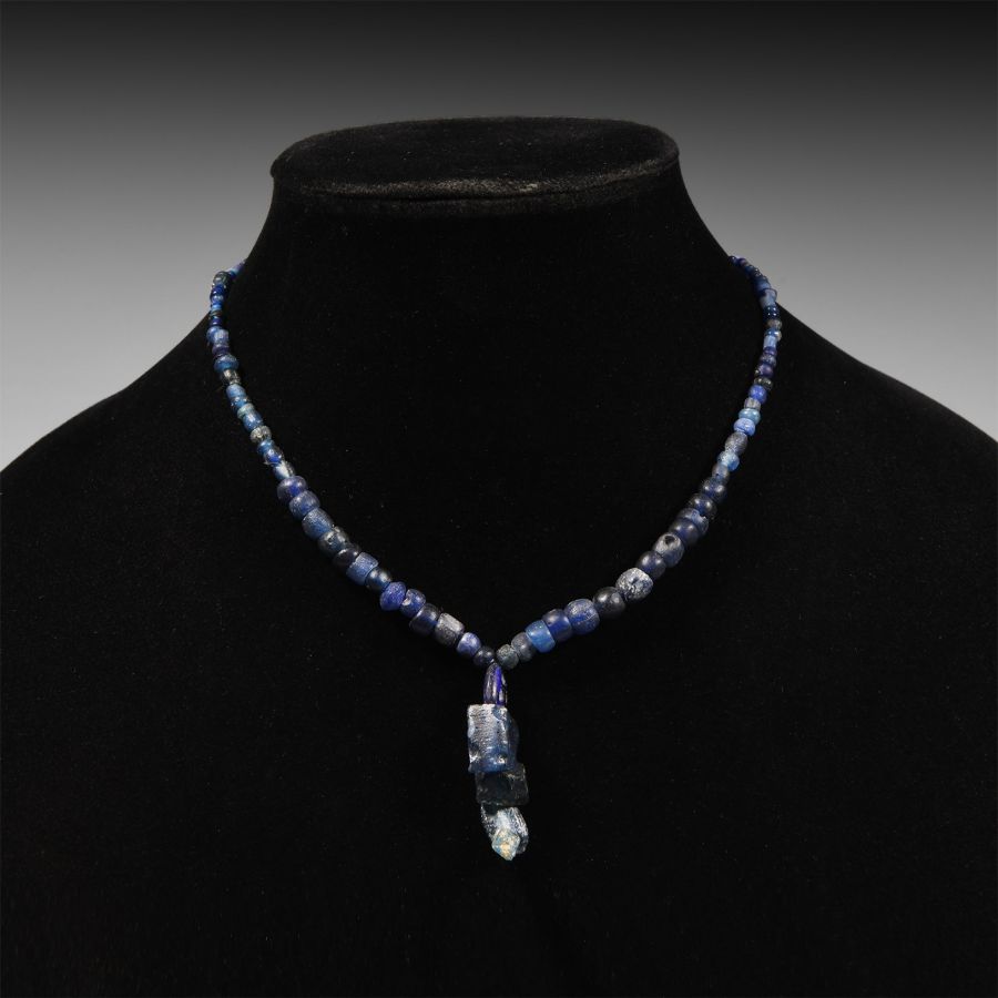 Roman Blue Glass and Other Mixed Bead Group