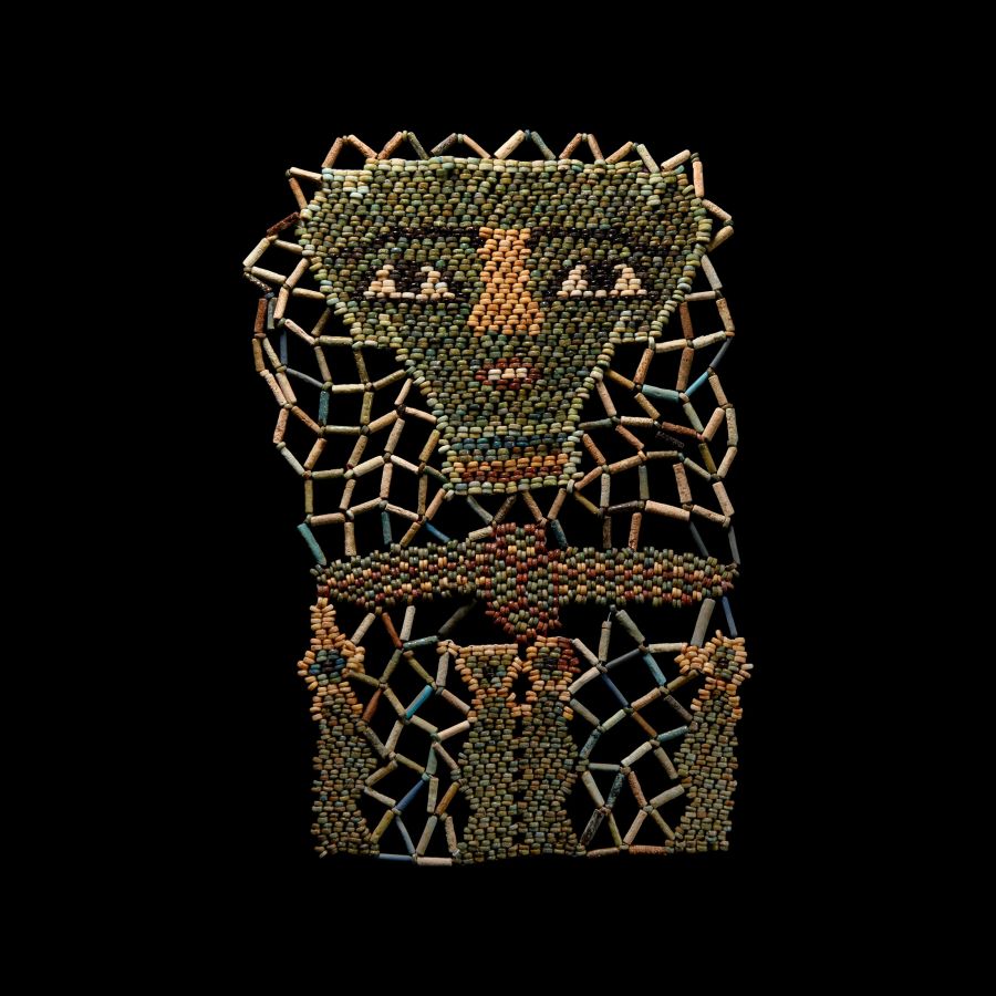 Egyptian Beaded Mummy Face Mask with Sons of Horus