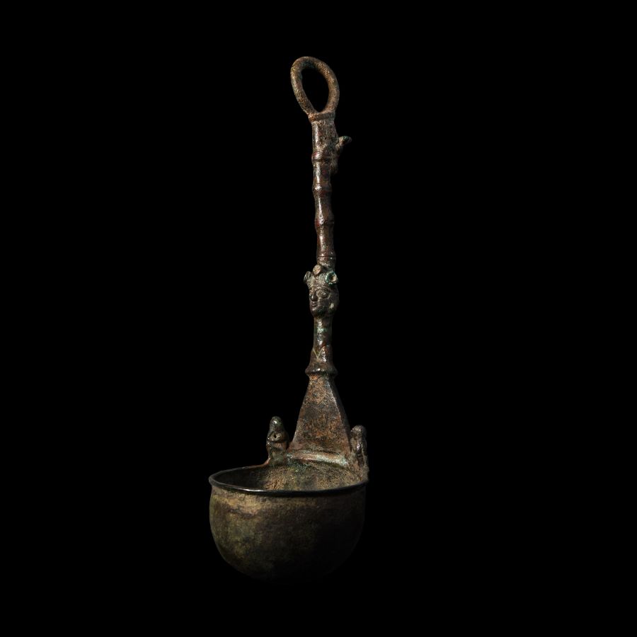 Greek Ladle with Bull’s Head and Sphinx