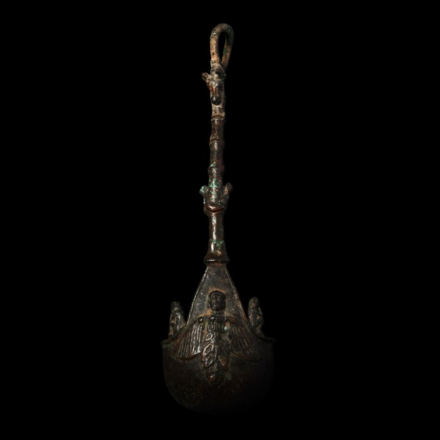 Greek Ladle with Bull’s Head and Sphinx