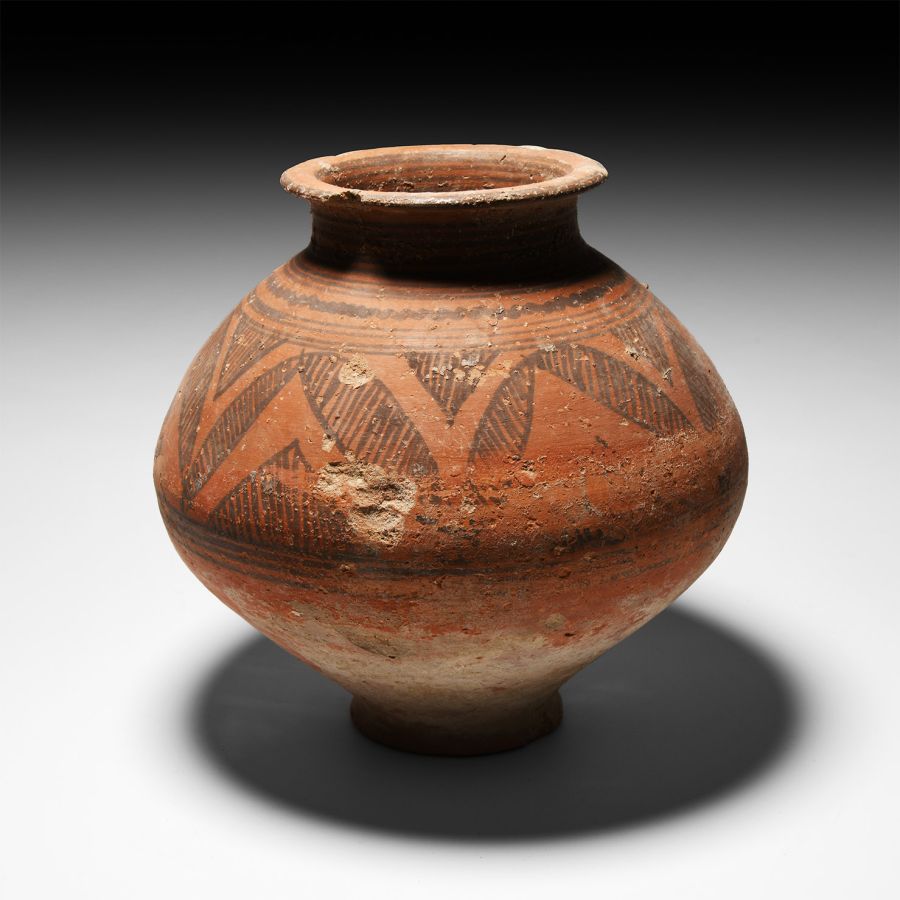 Baluchistan Jar with Leaf and Chevron Design