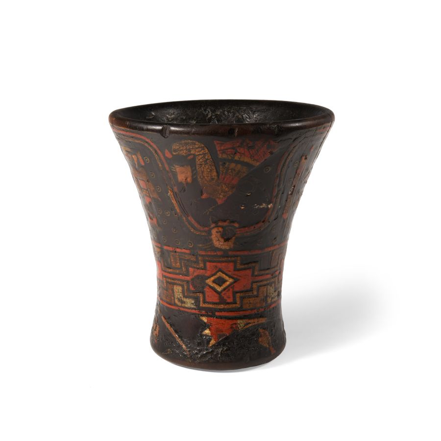 Pre-Columbian Late Inca Polychrome Wooden Kero
