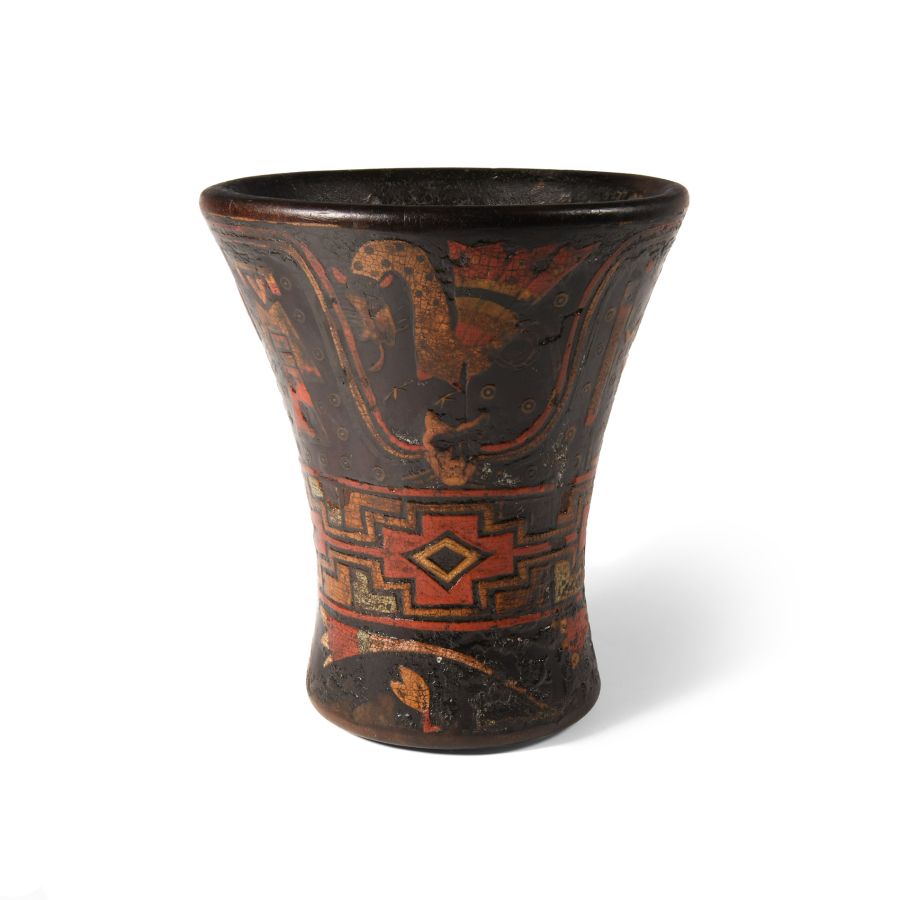 Pre-Columbian Late Inca Polychrome Wooden Kero