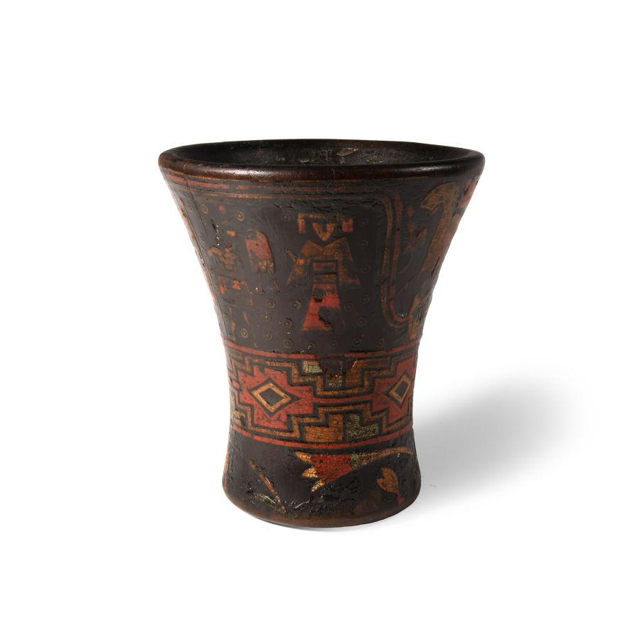 Pre-Columbian Late Inca Polychrome Wooden Kero