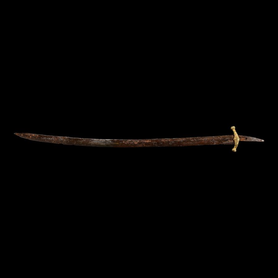 Khazar Iron Sabre with Gilt Bronze Cross Guard