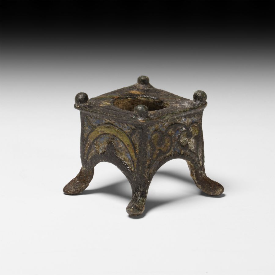 Roman Enamelled Bronze Miniature Votive Altar