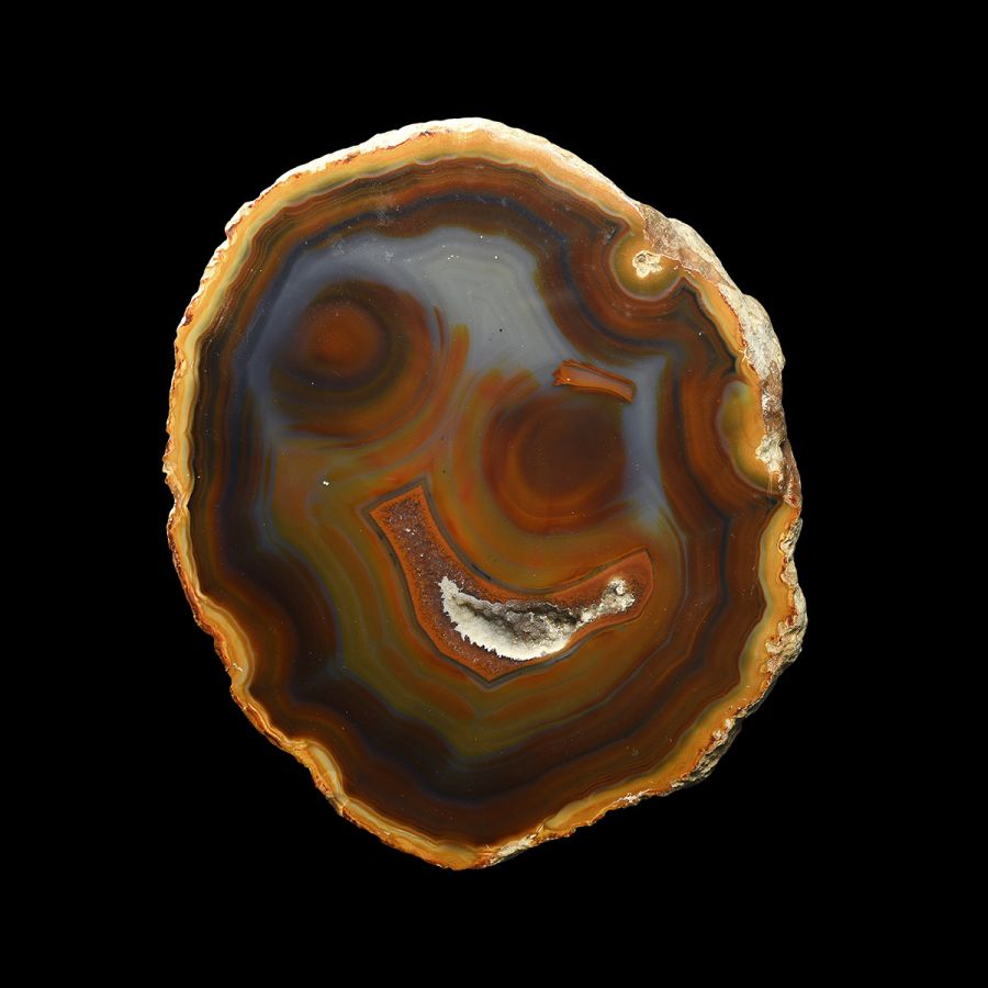 Natural History - Large 'Winking Smiley Face' Cut and Polished Agate Display