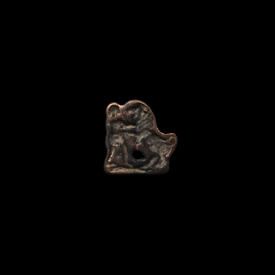 Central Asian Seal Pendant with Lion Attacking a Standing Figure