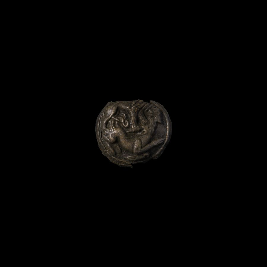 Western Asiatic Silver RepoussÉ Mount with Lion Attacking an Antelope