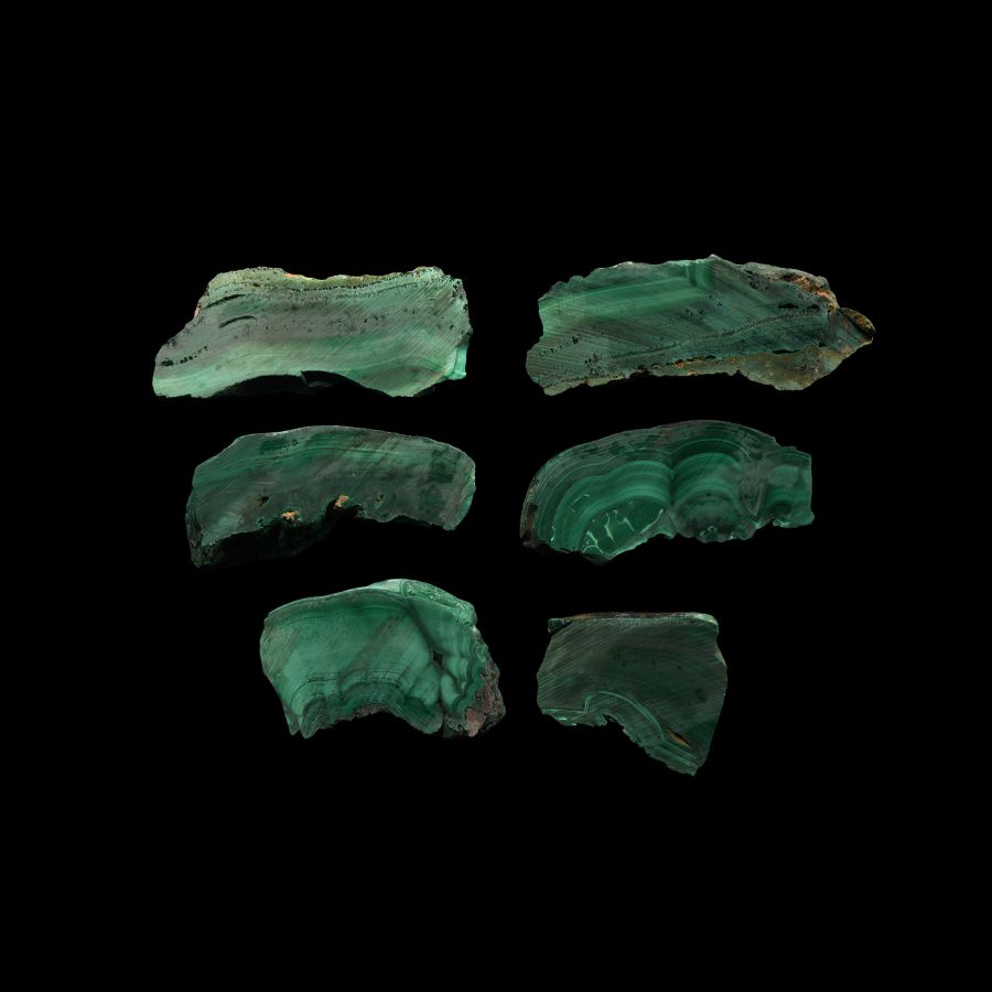 Natural History - Unpolished Cut Malachite Section Group