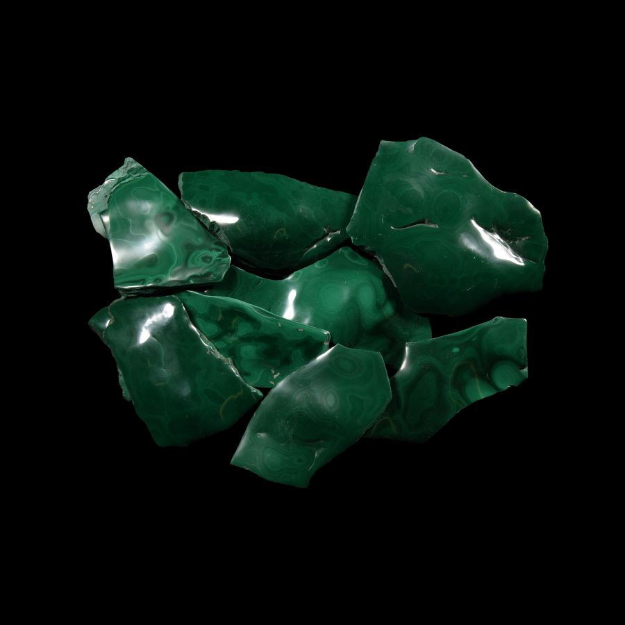 Natural History - Polished Cut Malachite Slab Group