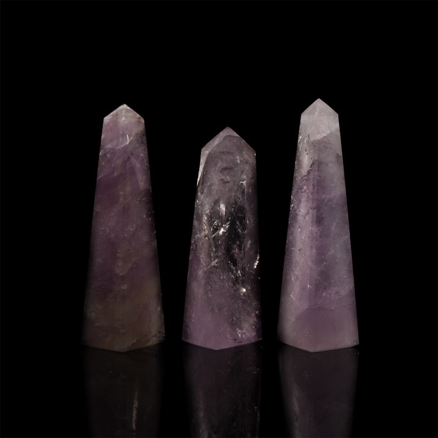 Natural History - Cut and Polished Amethyst Crystal Obelisk Group