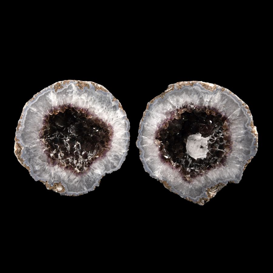Natural History - Cut and Polished Agate Crystal Geode Pair