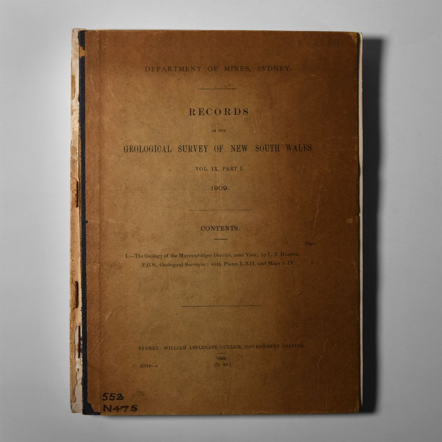 Natural History Books - Dept of Mines - Records of the Geological Survey of NSW, Volume IX (part 1)