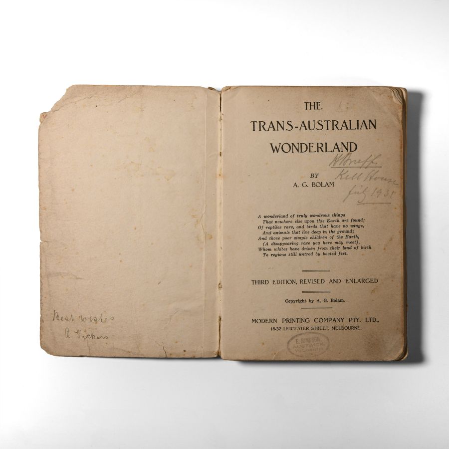 Natural History Books - Bolam - The Trans-Australian Wonderland