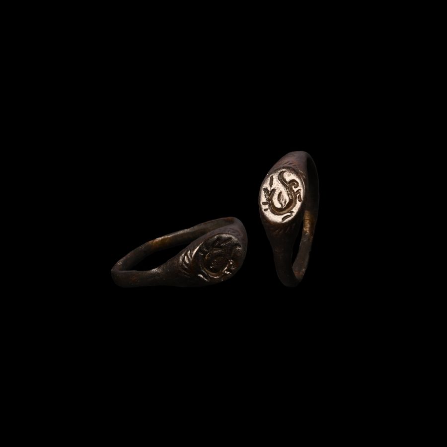 Medieval Ring with Beast Facing Back
