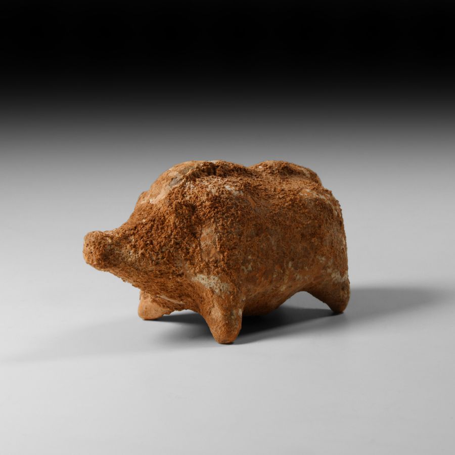 Greek Terracotta Boar Statuette